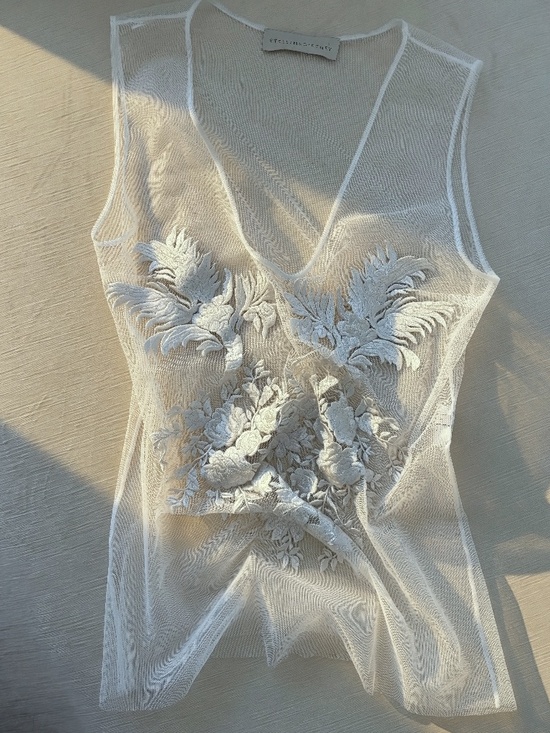 Stella McCartney Tops - Stella McCartney Sheer Embroidered Mesh Top IT 42 S
